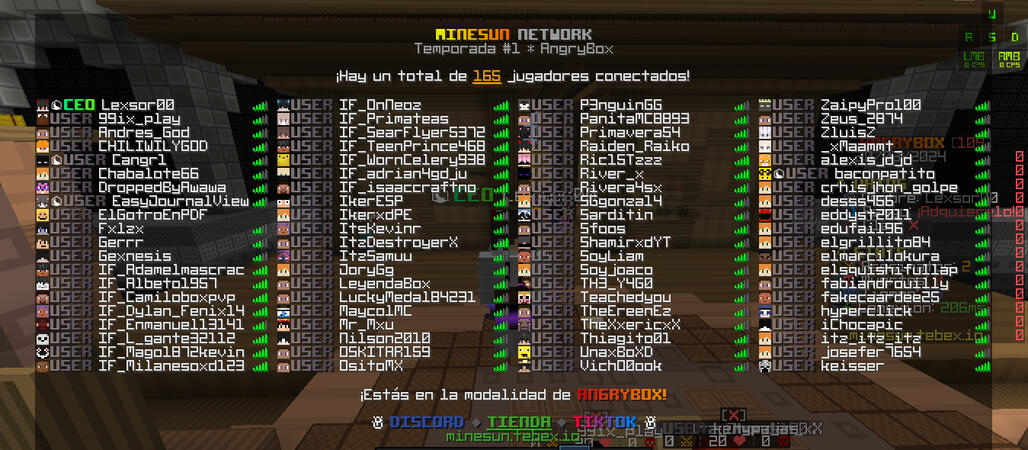 Network Minecraft Minesun con más de cien jugadores conectados