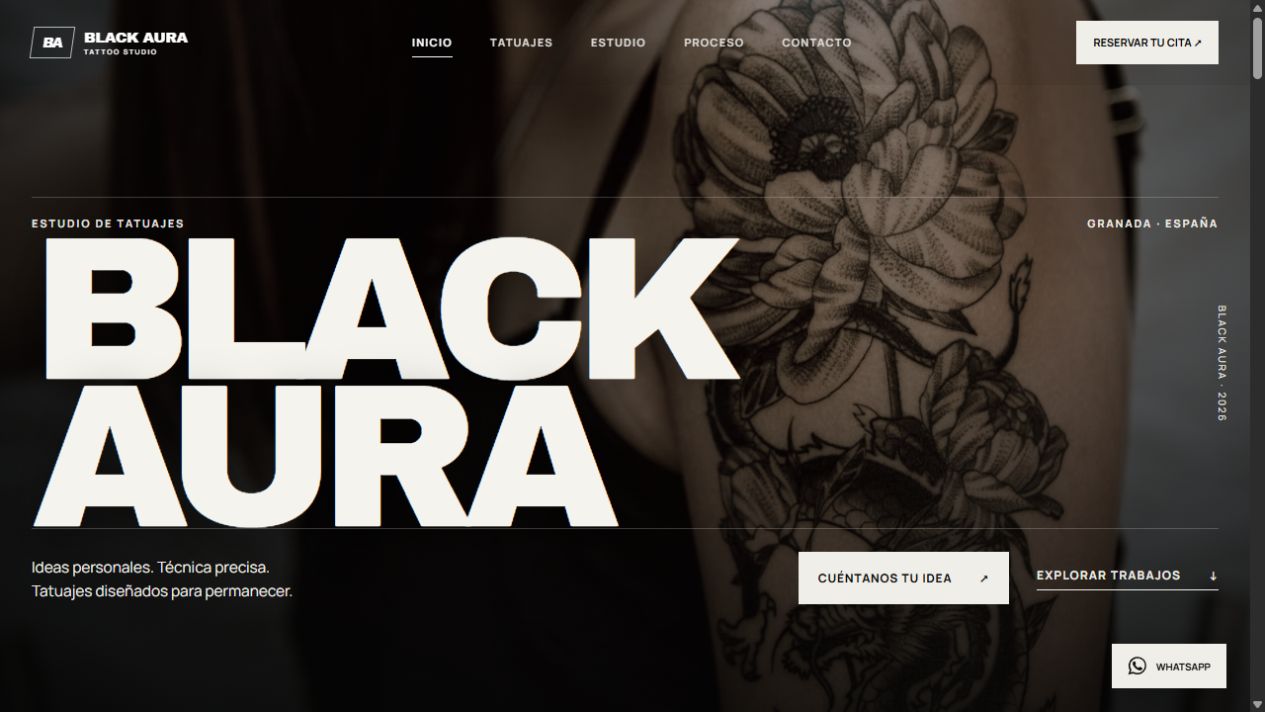 Página web de Black Aura Tattoo Studio